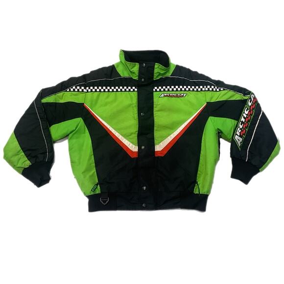Vintage Artic Cat Snowmobile Full Zip Checkerboard Racing Jacket - Picture 1 of 8